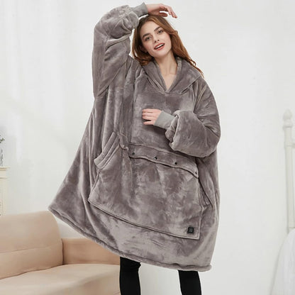 USB Heated Wearable Blanket Hoodie – 3 Heat Levels